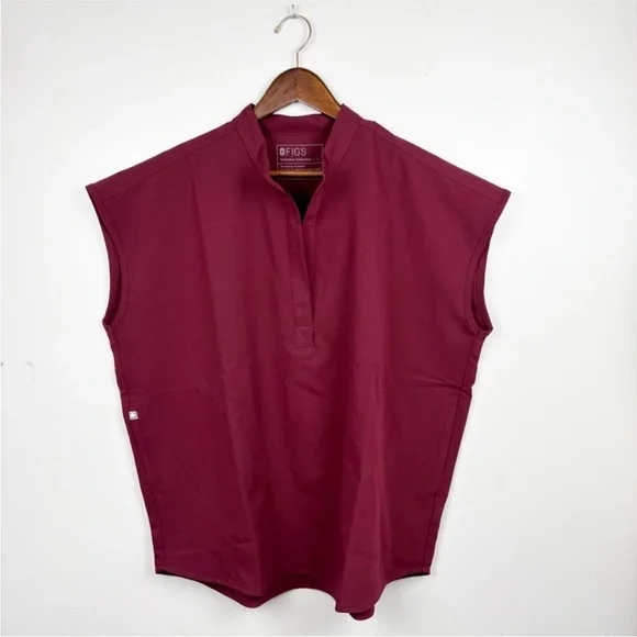 Figs Rafaela Technical Collections Oversized Scrub Top Maroon Large NWT - Picture 2 of 10